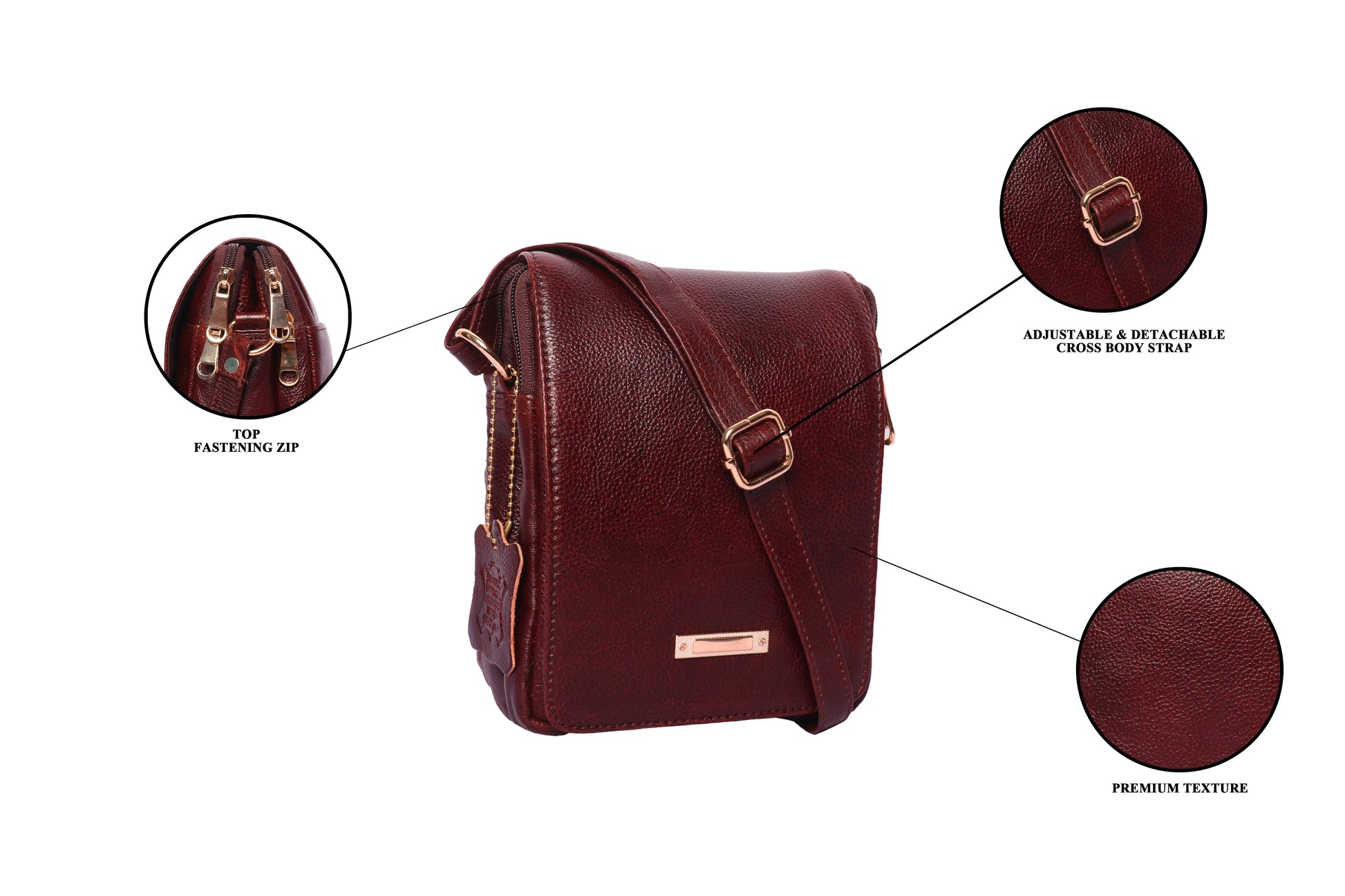 Medium Leather Crossbody Bag for Women – Brown, 2 Compartments Luxuriesbliss