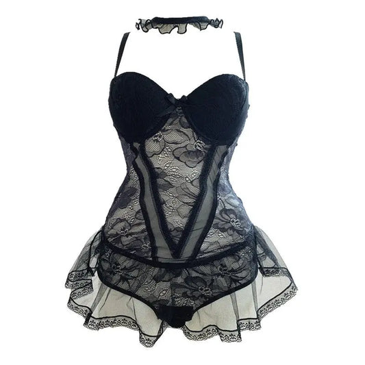 Lace suspender nightdress - luxuriesbliss