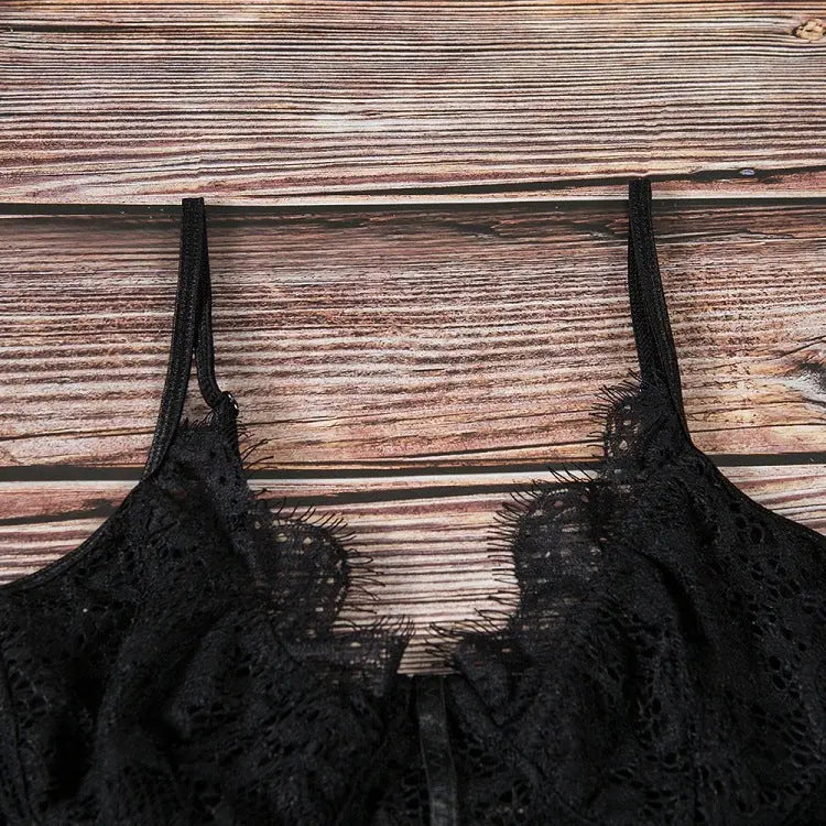 Sexy Lace And Eyelashes Sexy Breast Support Underwear Bottoming Bodysuit - luxuriesbliss