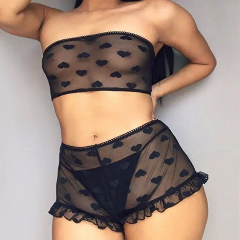 Two Piece Sexy Lingerie Sexy Temptation Lace Suit - luxuriesbliss