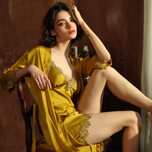 Nightgown with floral sleeves - luxuriesbliss