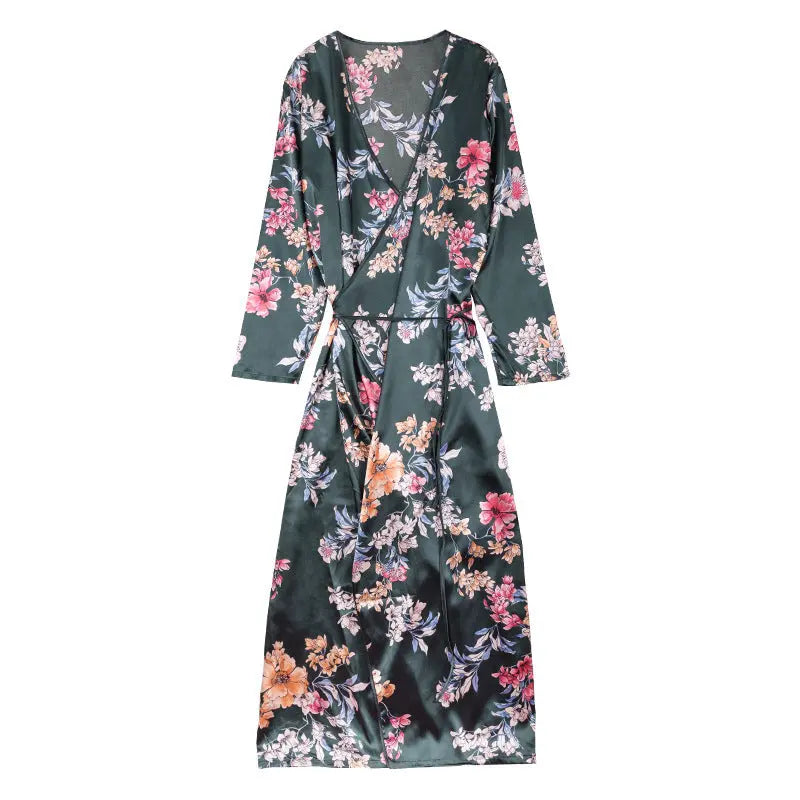 Women's long sleeve silk nightgown - luxuriesbliss