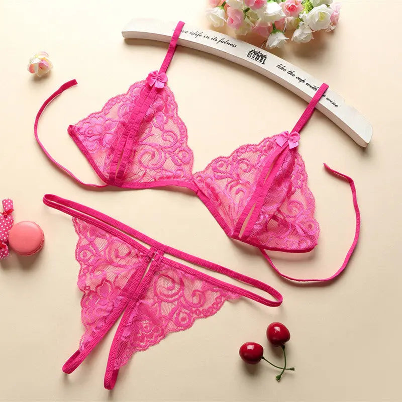 Porn Sexy Women Lace Tulle Lingerie Set - luxuriesbliss