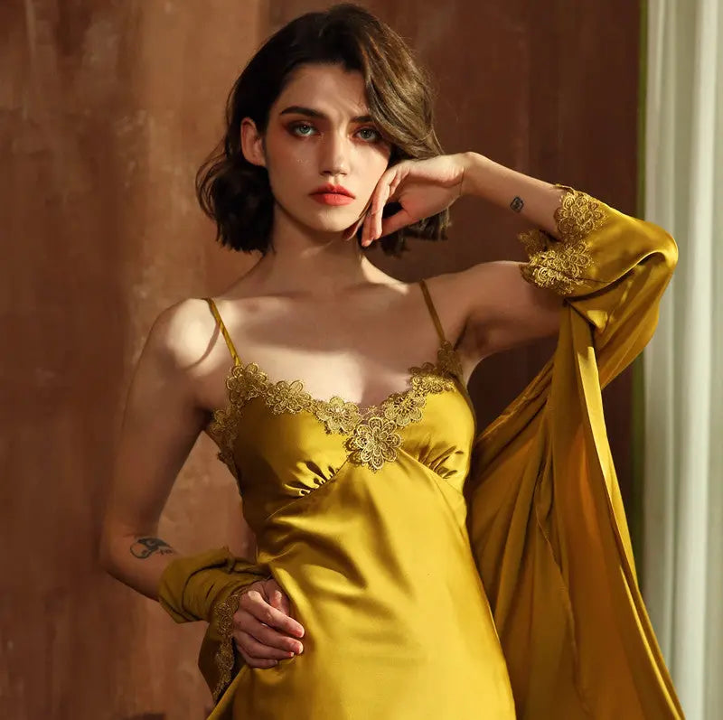 Nightgown with floral sleeves - luxuriesbliss