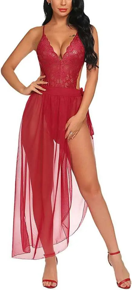 Lingerie Lace Chemise Nightgown -Sexy Sleepwear - luxuriesbliss