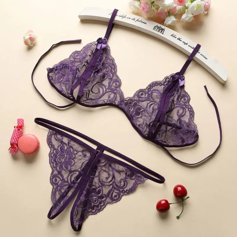 Porn Sexy Women Lace Tulle Lingerie Set - luxuriesbliss