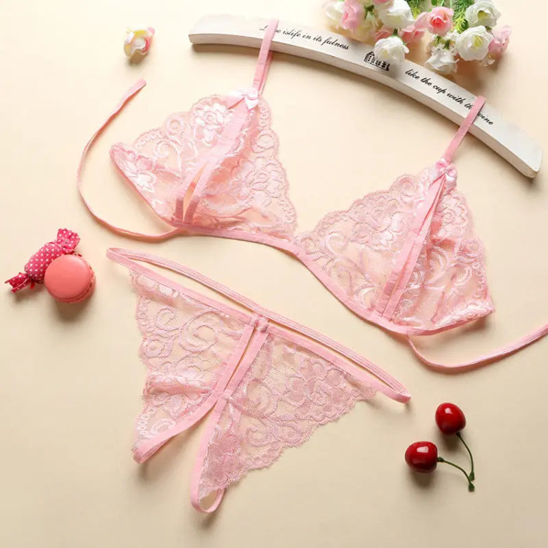 Porn Sexy Women Lace Tulle Lingerie Set - luxuriesbliss