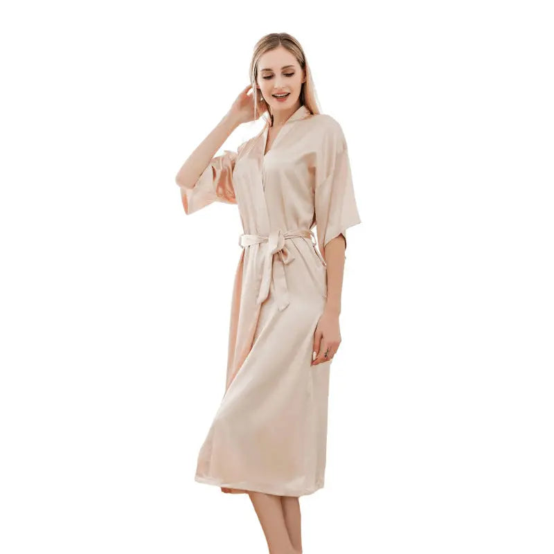 Satin Kimono Robes For Women Bride Long Robe Sleepwear - luxuriesbliss