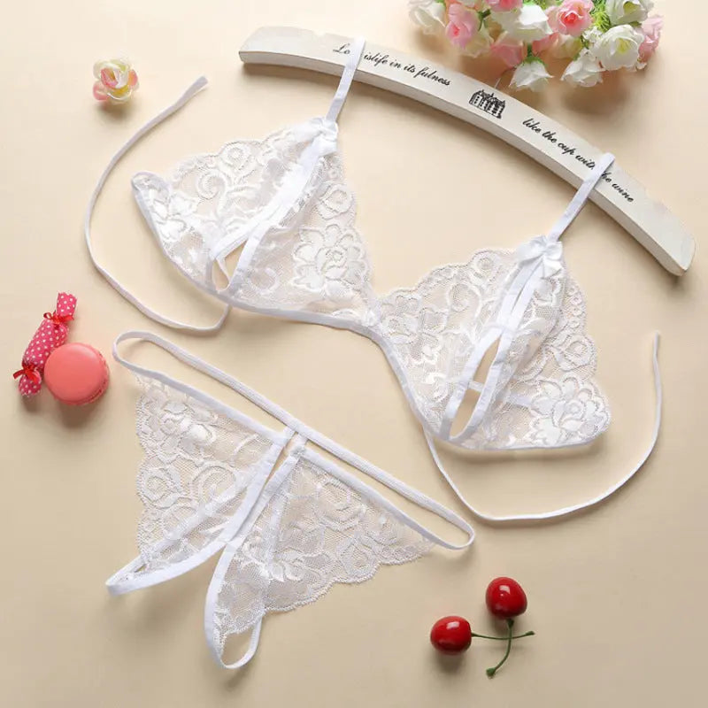 Porn Sexy Women Lace Tulle Lingerie Set - luxuriesbliss
