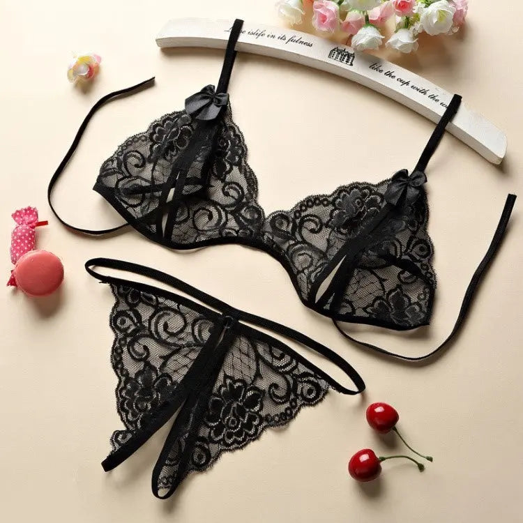 Porn Sexy Women Lace Tulle Lingerie Set - luxuriesbliss