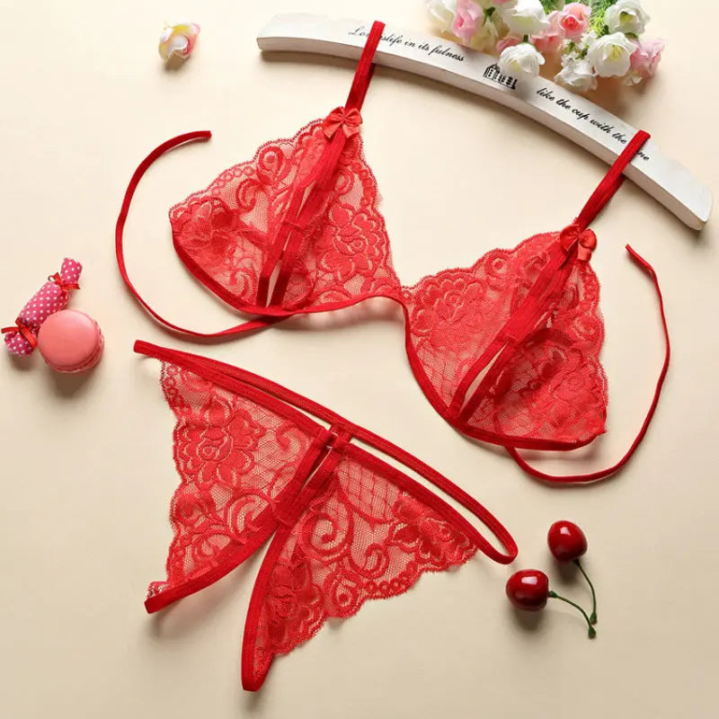 Porn Sexy Women Lace Tulle Lingerie Set - luxuriesbliss