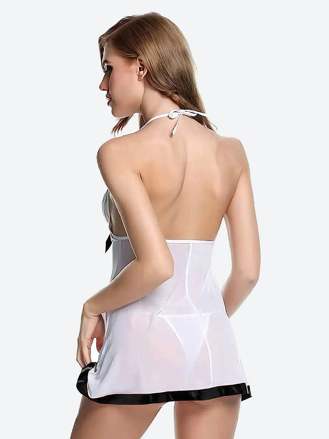 Women's Lace Sheer Babydoll Lingerie / Sexy Halter Neck Nightwear - luxuriesbliss