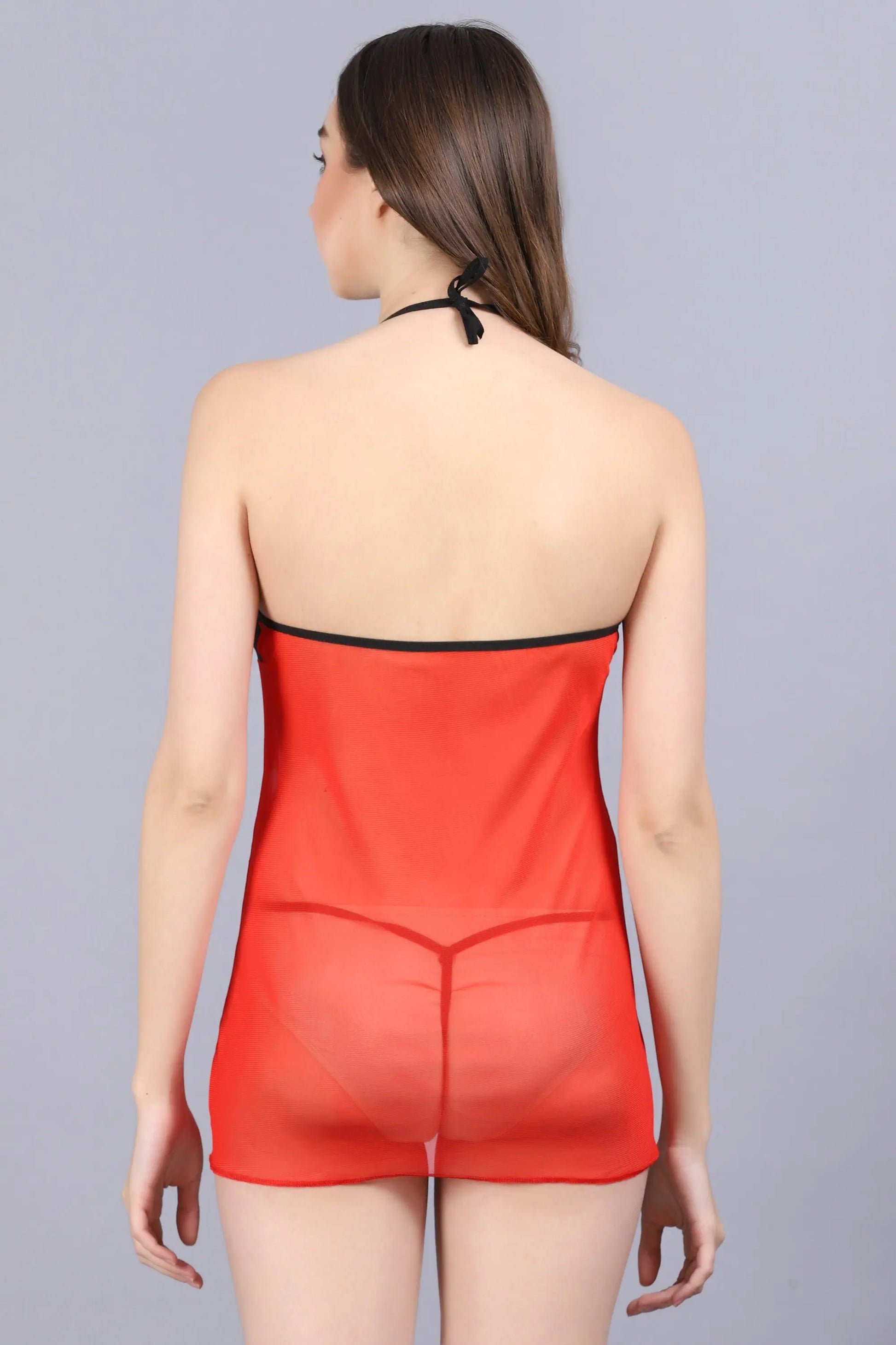 Women's Red & Black Lace Babydoll Nightwear - luxuriesbliss