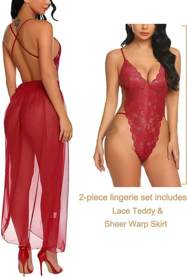Lingerie Lace Chemise Nightgown -Sexy Sleepwear - luxuriesbliss
