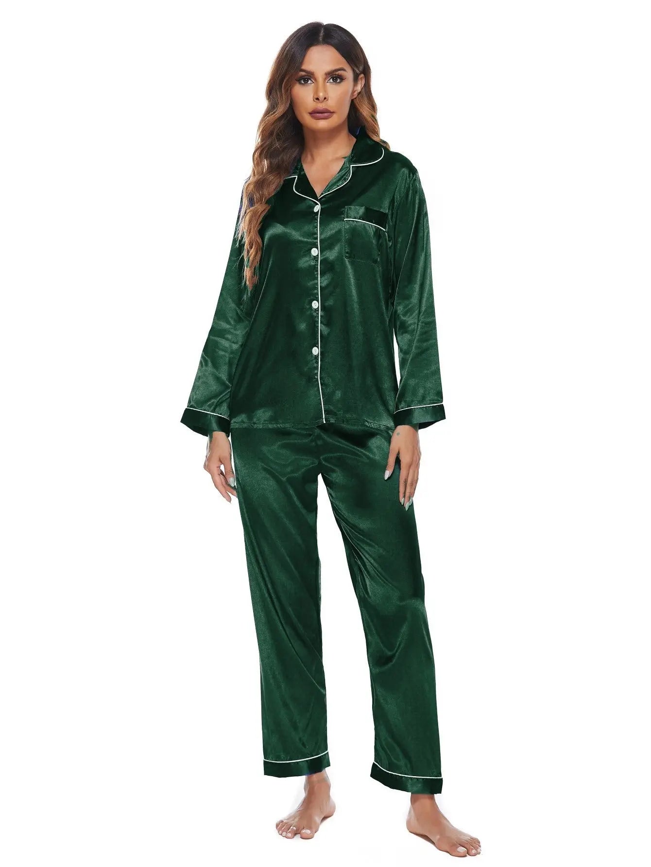 Pajamas Women's Long Sleeve Sleepwear Soft Button Loungewear Pjs Set Nightwear - luxuriesbliss