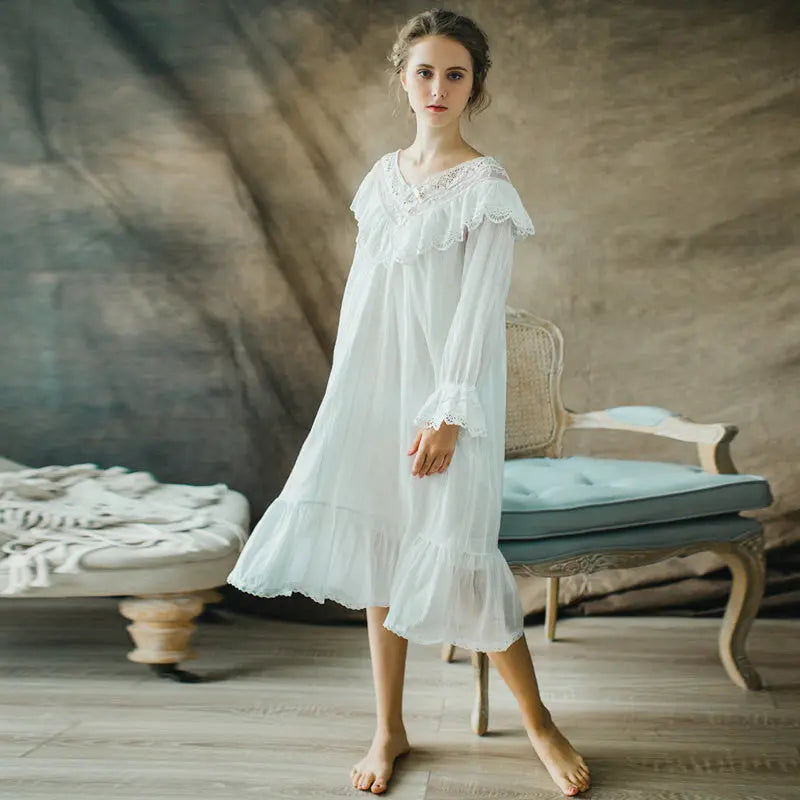 Lace cotton nightdress - luxuriesbliss