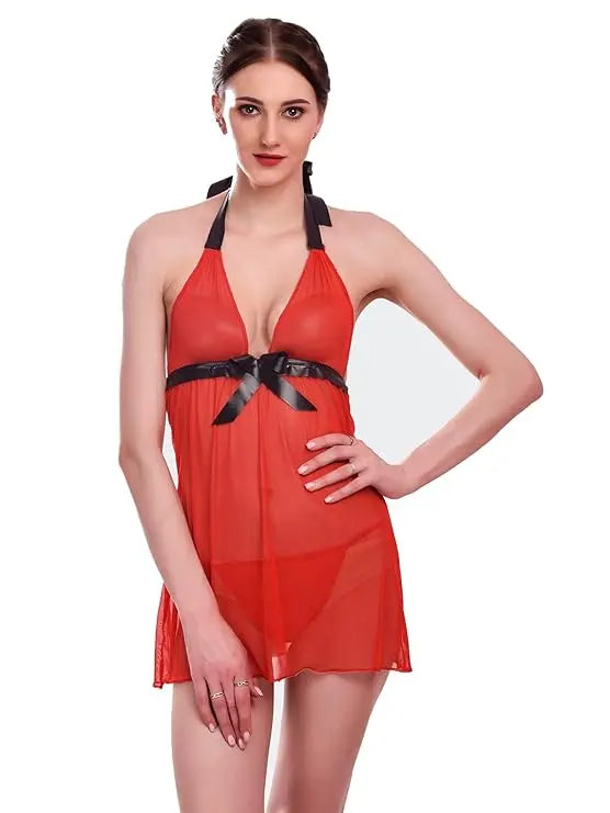 Sexy Night Dress Babydoll Strap Chamois Halter - luxuriesbliss