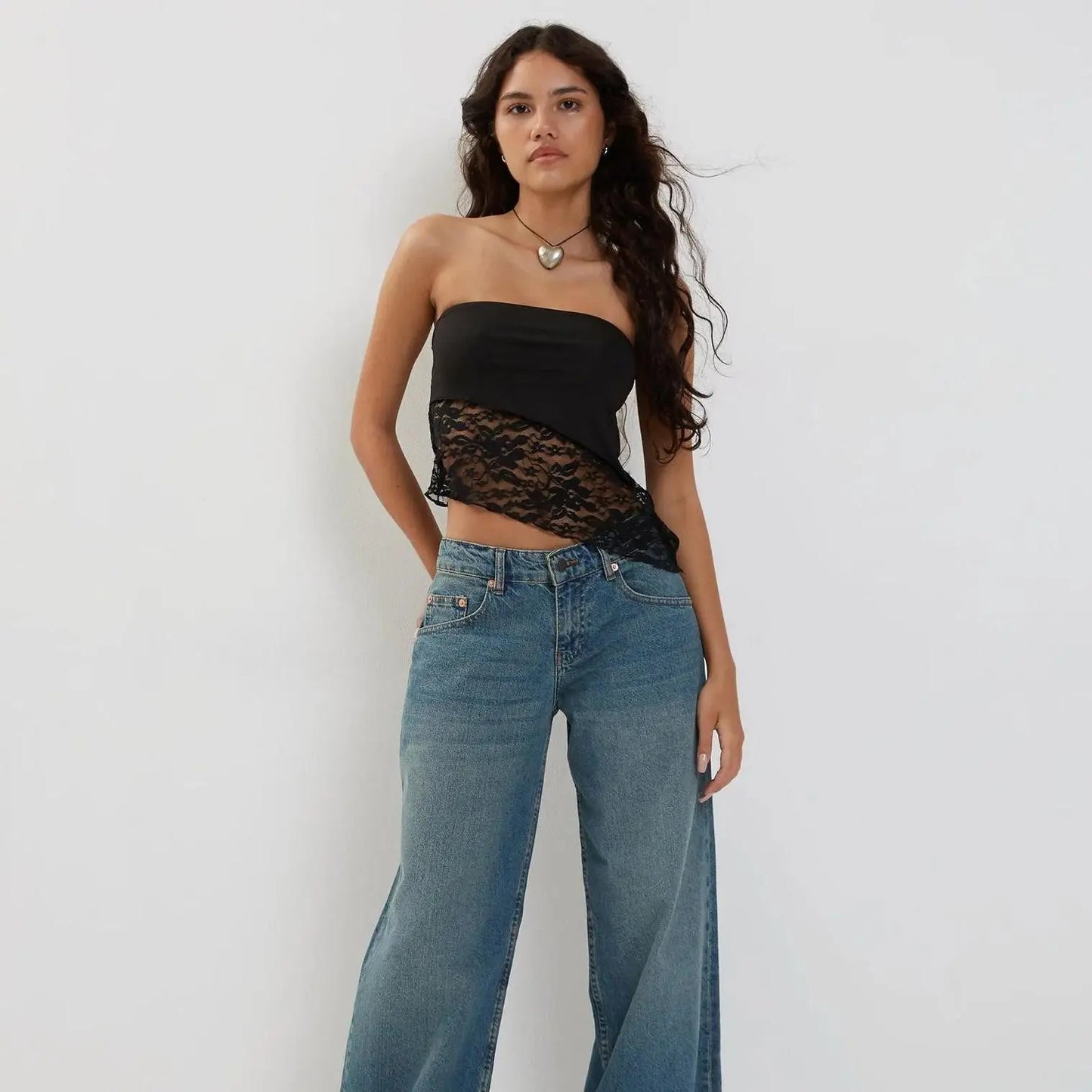 Women's Mesh Lace Top Spring Sexy Black Knitted Top - luxuriesbliss