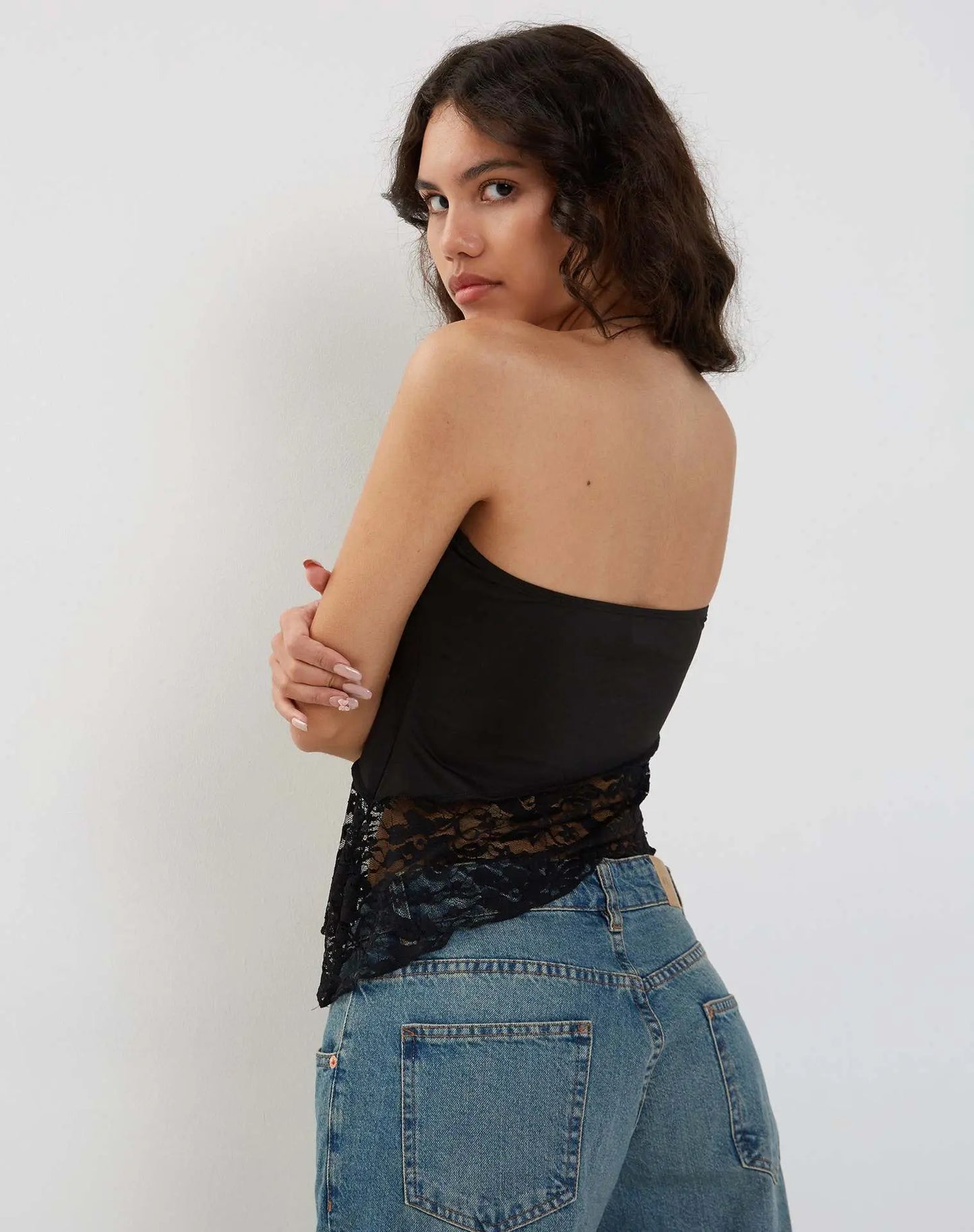 Women's Mesh Lace Top Spring Sexy Black Knitted Top - luxuriesbliss