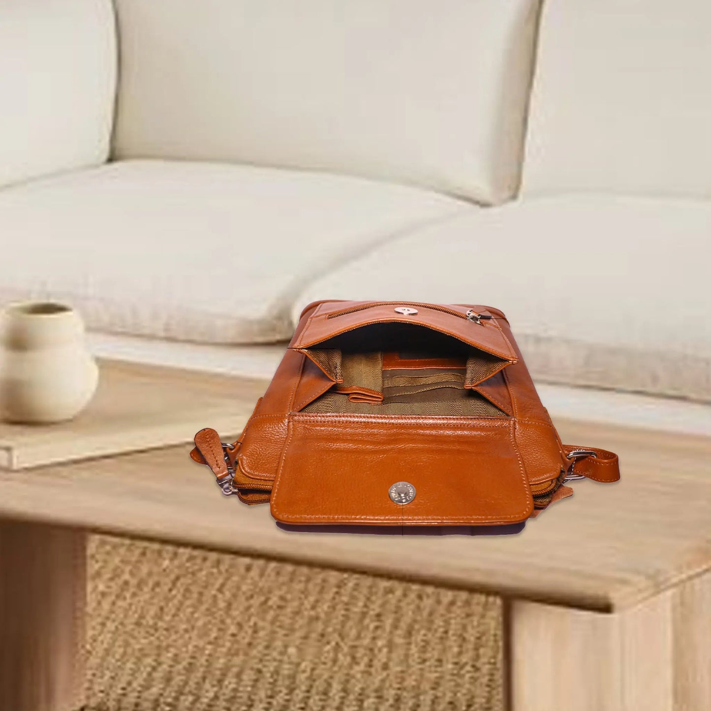 100% Genuine Leather Small Travel Bag – LuxuriesBliss Crossbody for Men & Women Luxuriesbliss