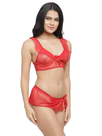 Lace High Neck Crop Top Bra Short Skirt Set - luxuriesbliss
