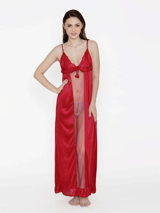 Elegant Multi-Color Solid Nightdress - Navy Blue, Pink, Red - luxuriesbliss