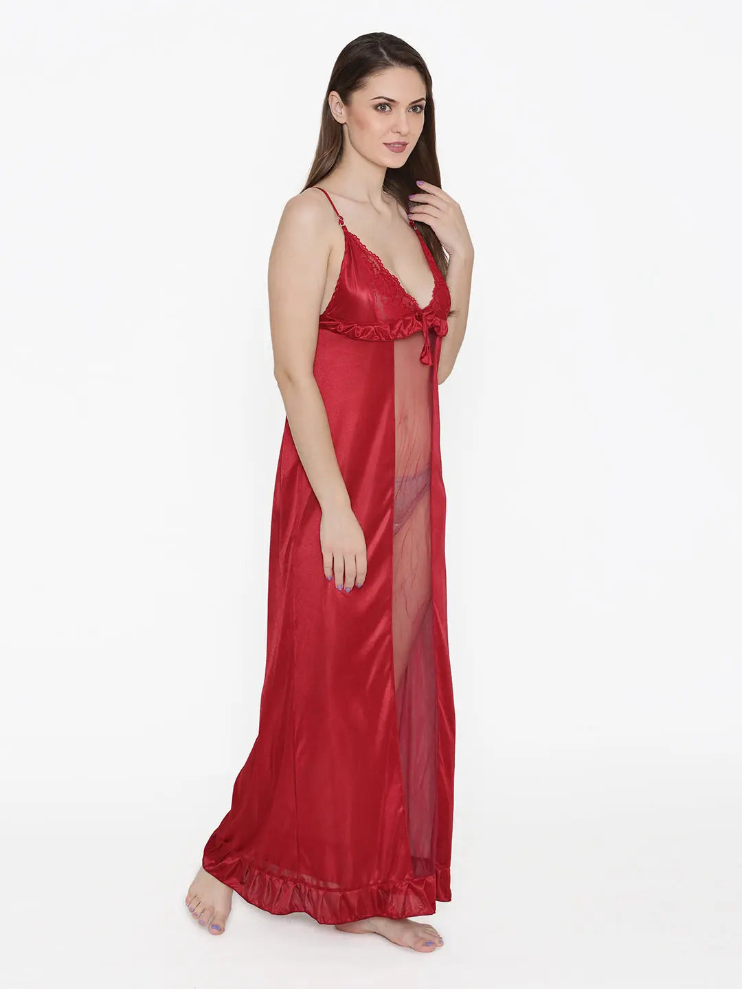 Elegant Multi-Color Solid Nightdress - Navy Blue, Pink, Red - luxuriesbliss
