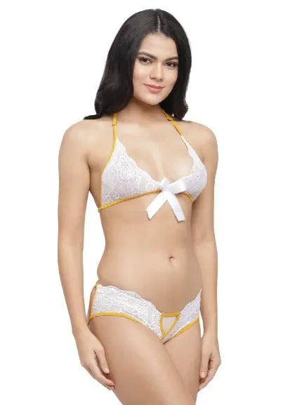 Bra & Panty Set Self Design Black Lingerie Set - luxuriesbliss