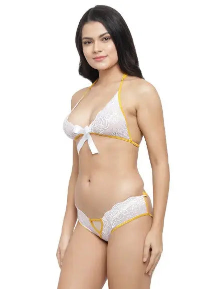 Bra & Panty Set Self Design Black Lingerie Set - luxuriesbliss