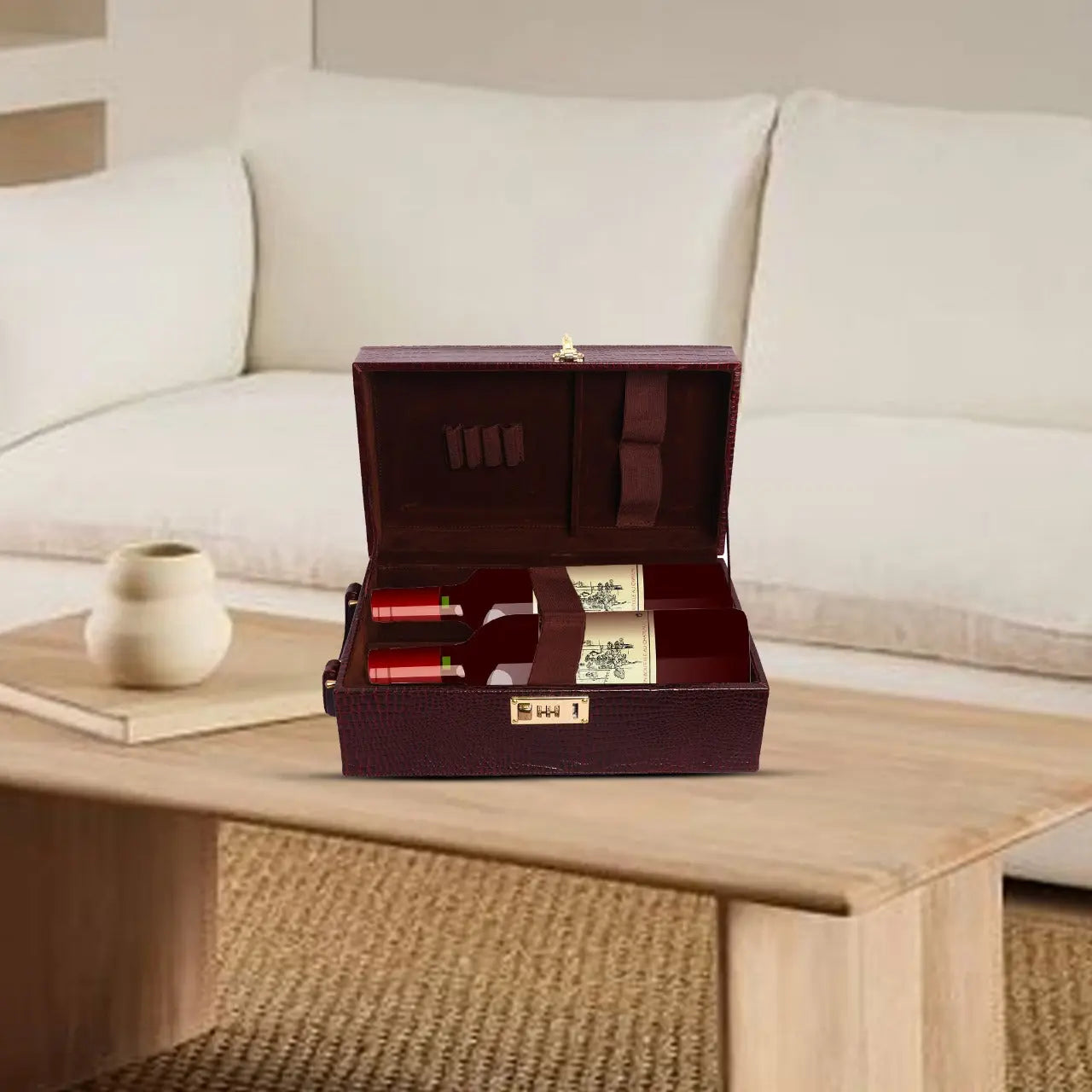 Premium Leather Wine Gift Box Case Luxuriesbliss