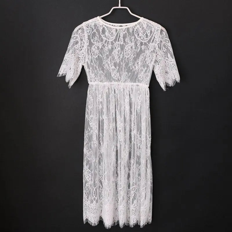 Women Hollow Out Transparent Dress Sleeve Beach Dress CJ