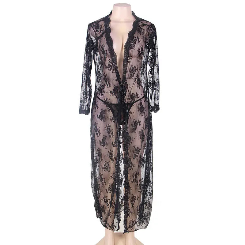 Lingerie Lace Long Dress Nightgown - luxuriesbliss