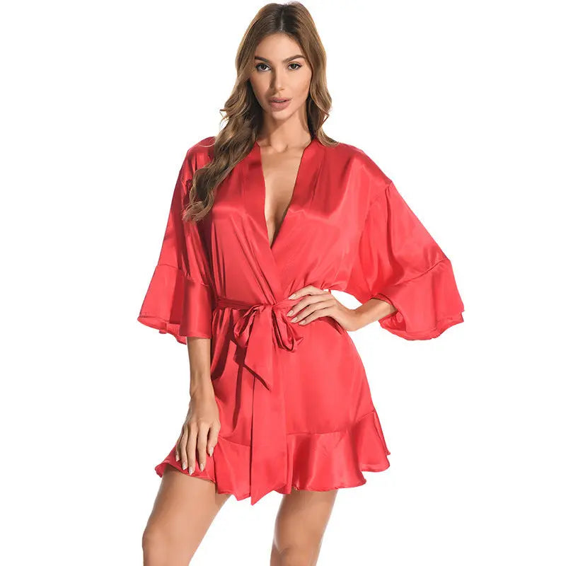 European And American Style Ladies Silk Satin Nightgown Women - luxuriesbliss