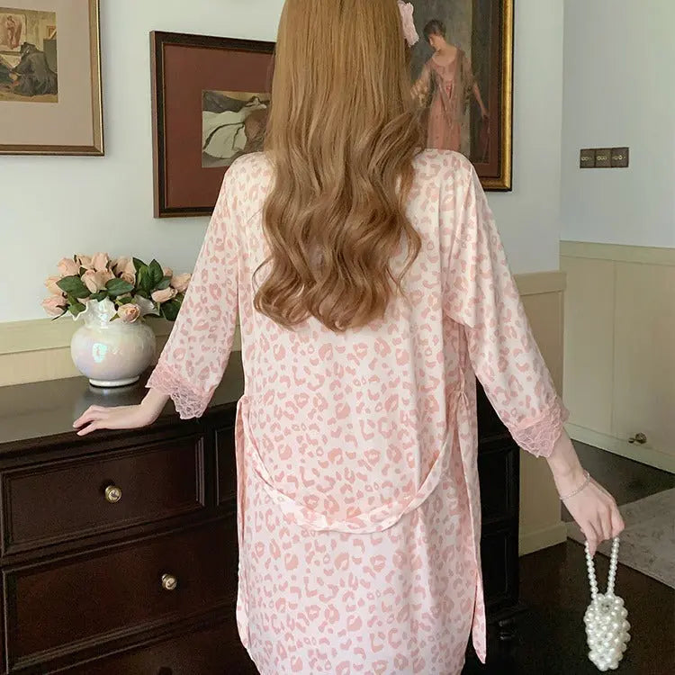 Ice Silk Backless Lace Sling Two-piece Pajamas - luxuriesbliss
