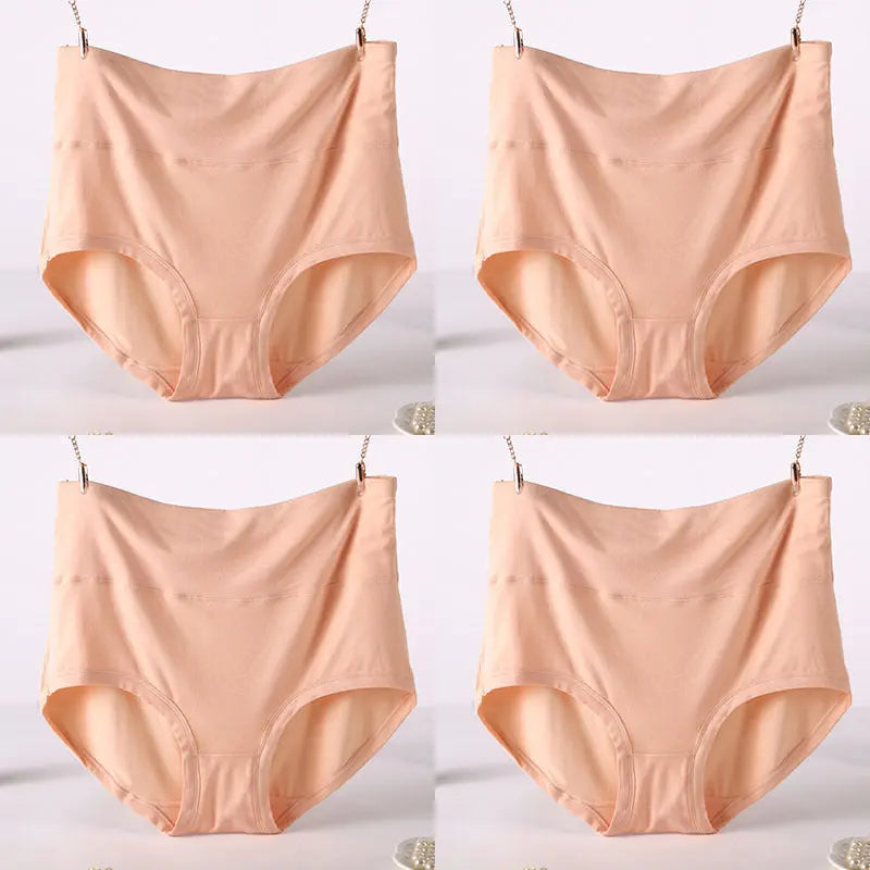 Women Underwear Soft Viscose Solid Color High Waist Panties 4pcs A Lot - luxuriesbliss