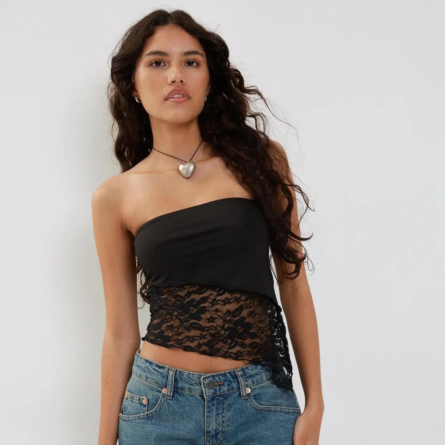 Women's Mesh Lace Top Spring Sexy Black Knitted Top - luxuriesbliss