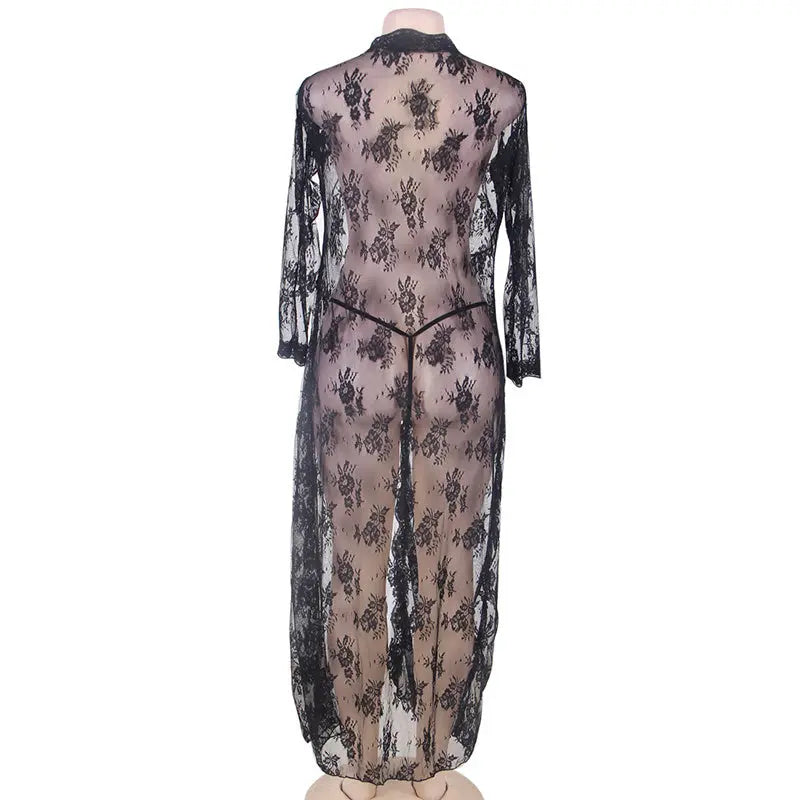 Lingerie Lace Long Dress Nightgown - luxuriesbliss