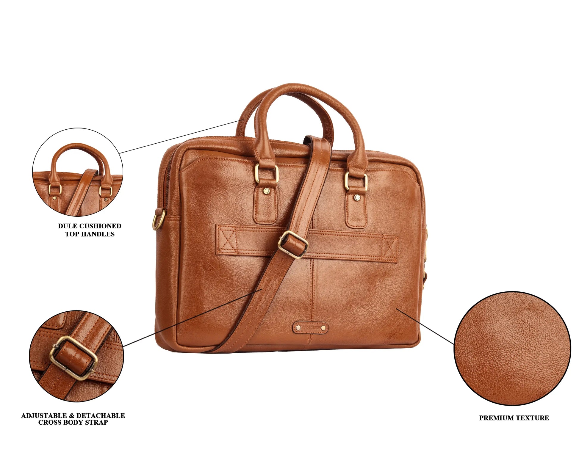 LuxuriesBliss Genuine Leather Messenger Laptop Bag – 14" to 16" – Unisex, Office & Travel Luxuriesbliss