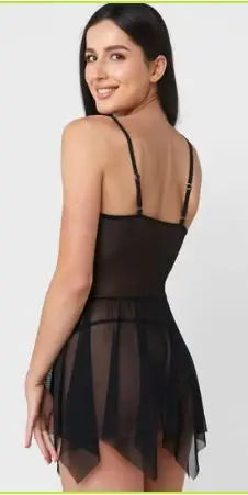 Elegant Sheer Lace Babydoll Lingerie Set - luxuriesbliss