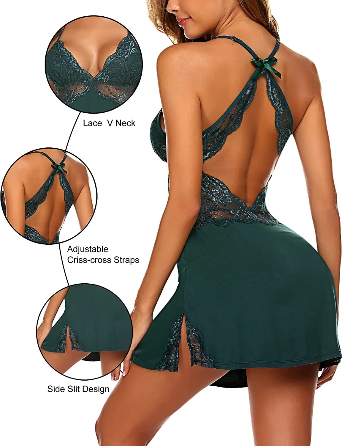 Women lingerie lace chemise sleepwear babydoll teddy lingerie - luxuriesbliss