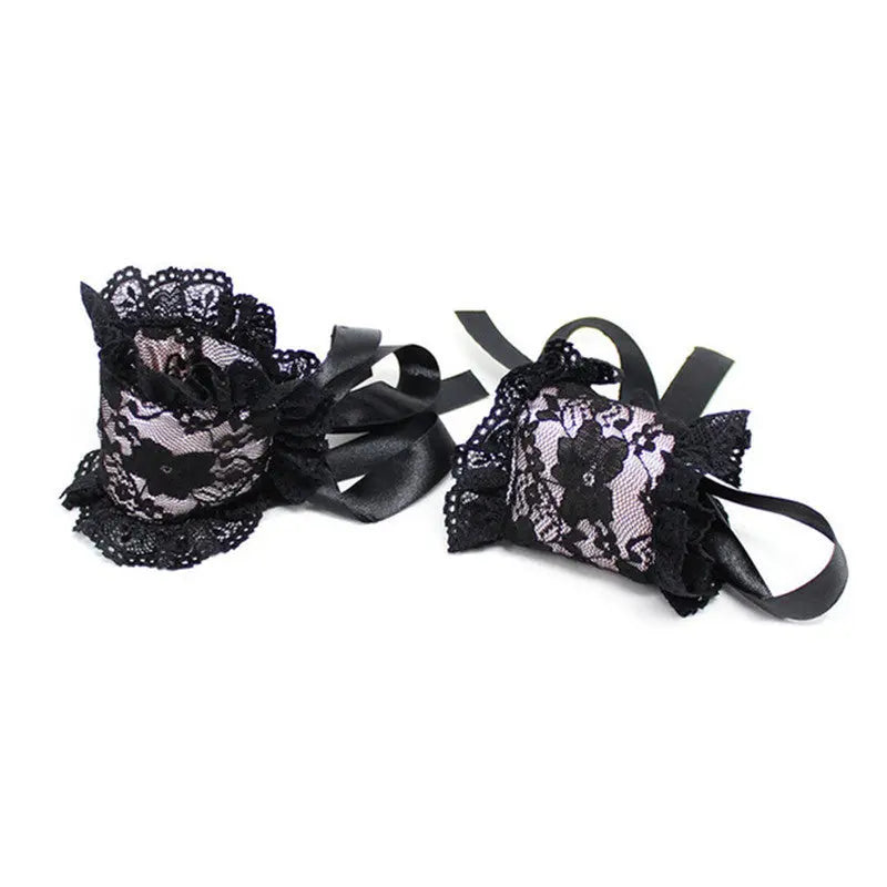 Sexy Lingerie, Lace Blindfold And Handcuffs Three-piece Set - luxuriesbliss