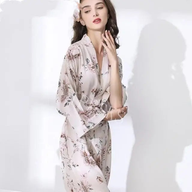 New Sleepwear Robe Spring Thin Cotton-silk Women - luxuriesbliss