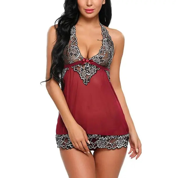 Sheer Lace Sleepwear with Adjustable Straps - luxuriesbliss