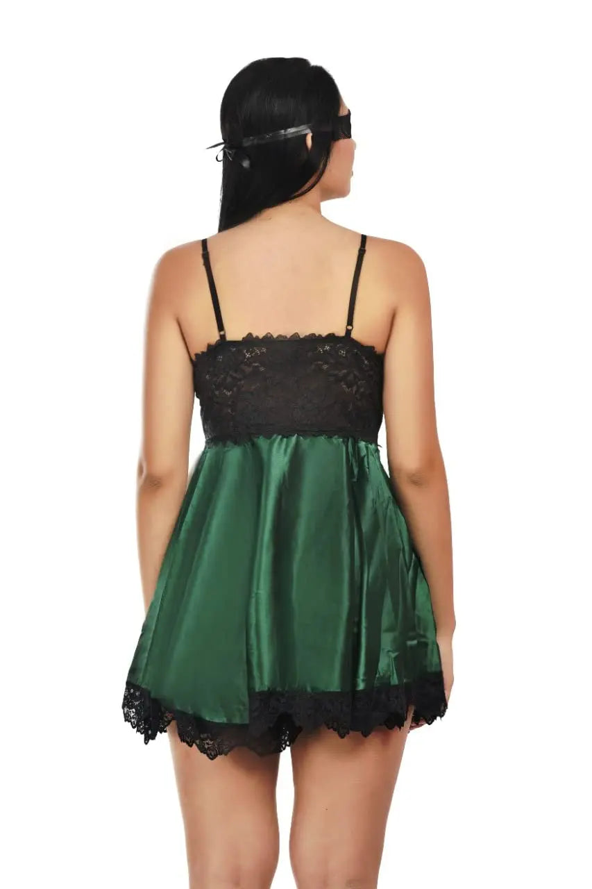 Women&#39;s Silk Babydoll Lingerie Set and Sexy Midi Babydoll with Thong - luxuriesbliss