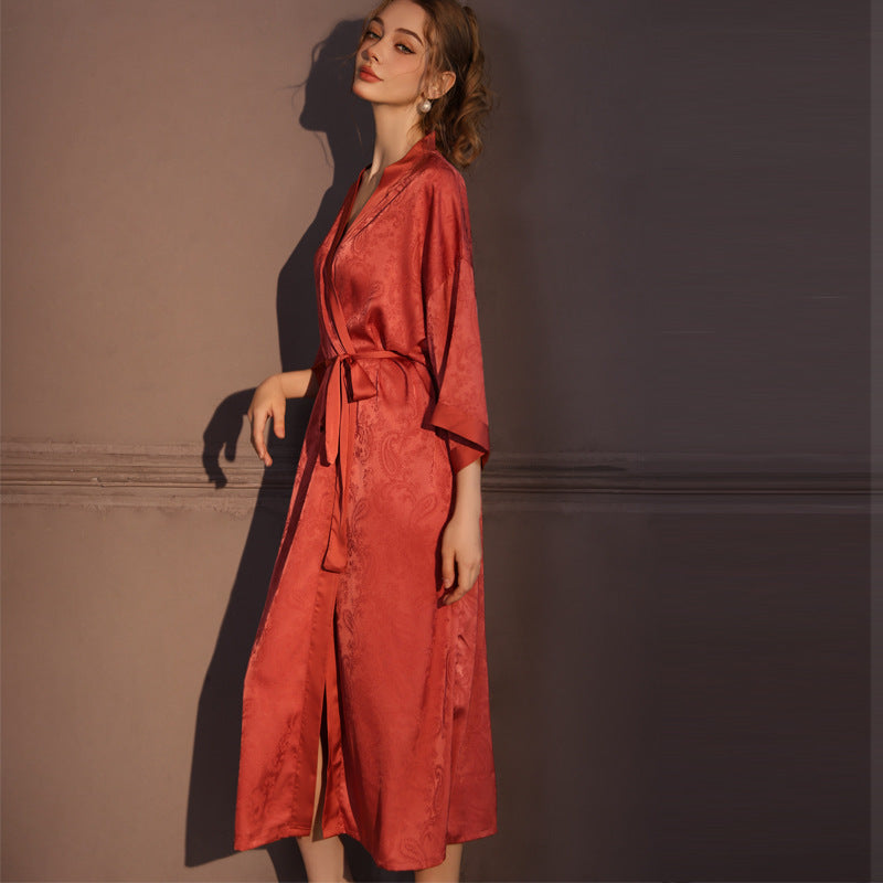 Summer High-grade Satin Jacquard Night Skirt Women