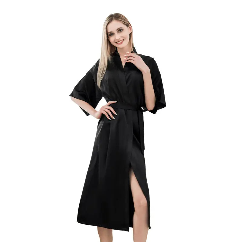 Satin Kimono Robes For Women Bride Long Robe Sleepwear - luxuriesbliss