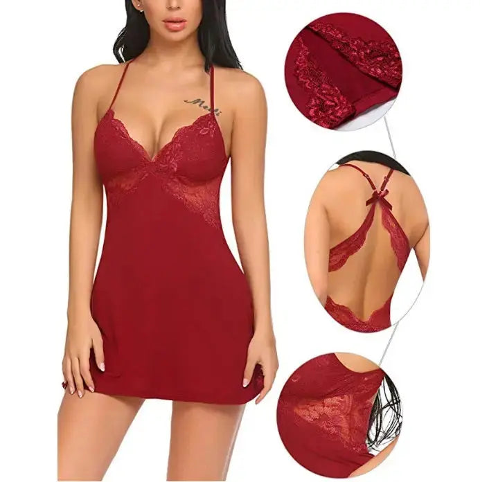 Women lingerie lace chemise sleepwear babydoll teddy lingerie - luxuriesbliss