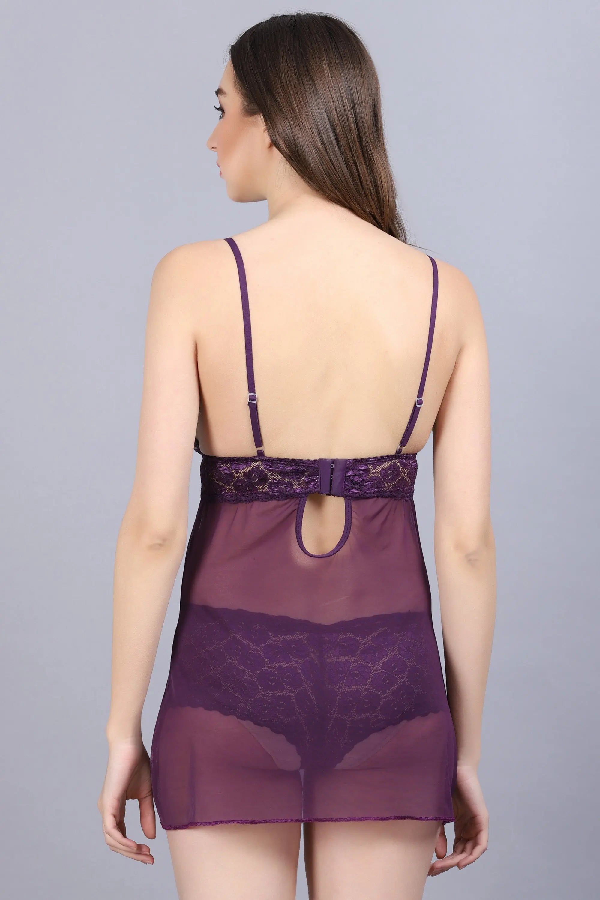 Sexy Net Babydoll Lingerie Set with G-String-Sheer Nightwear - luxuriesbliss