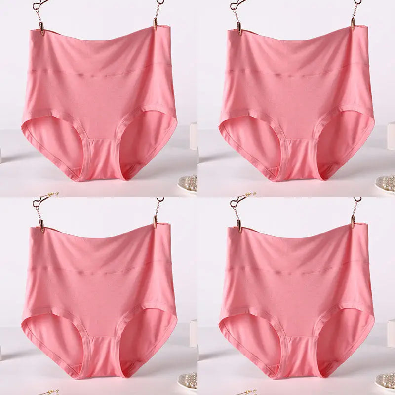 Women Underwear Soft Viscose Solid Color High Waist Panties 4pcs A Lot - luxuriesbliss
