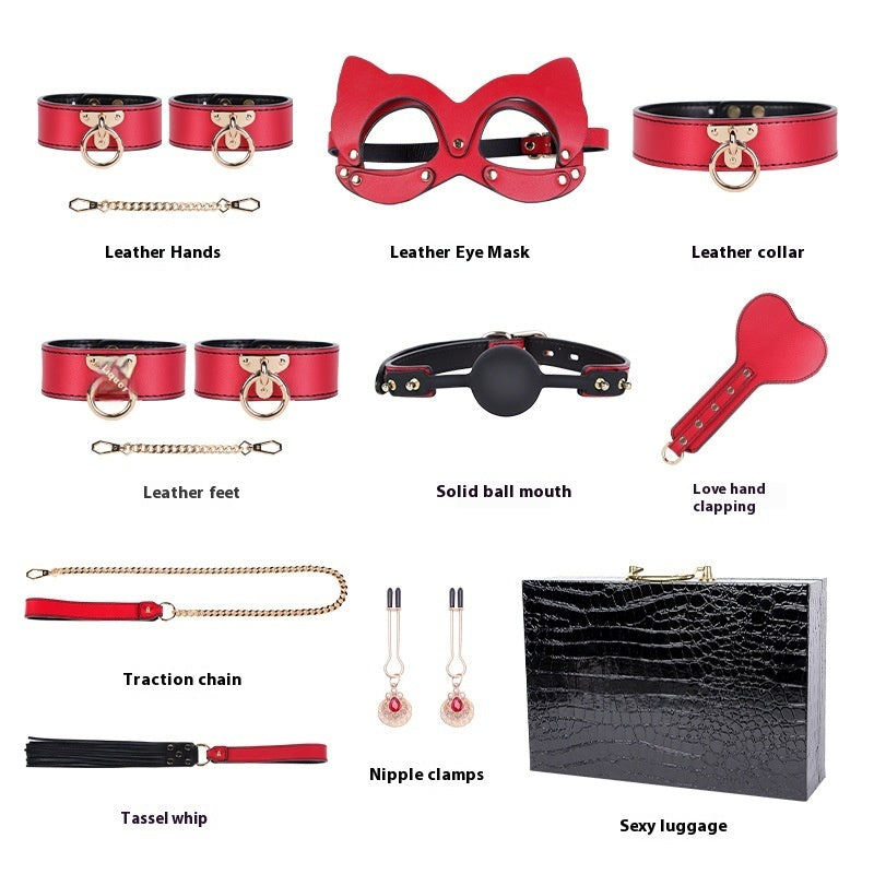 High-end Props Genuine Leather Eight-piece Set Bondage And Discipline Handcuffs